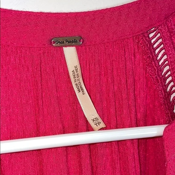 Free People Pink Boho Mini Dress Dolman Sleeve Babydoll Festival XS - Picture 4 of 10